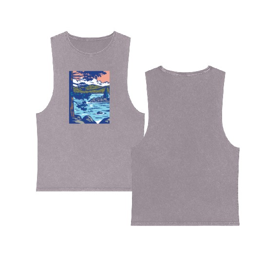 WPA Art Emerald Bay State Park in South Lake Tahoe Double Sided Mineral Wash Tank Tops