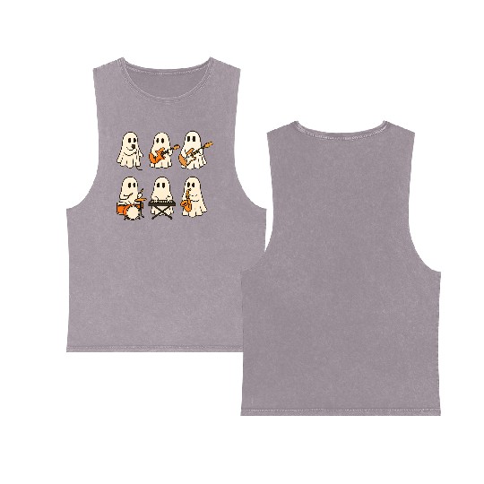 Ghost Band Musical Ensemble Double Sided Mineral Wash Tank Tops