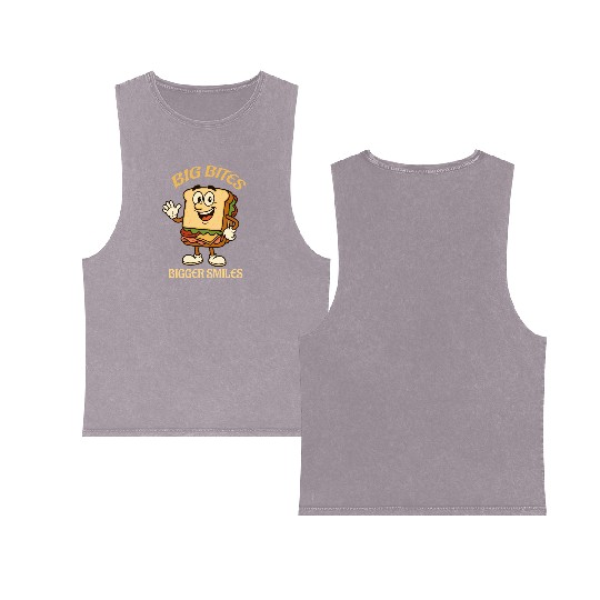 big bites bigger smiles - sandwich Double Sided Mineral Wash Tank Tops