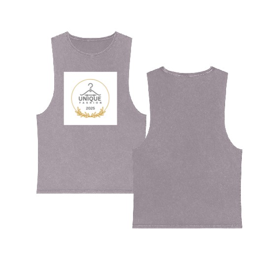 Black And Gold Minimalist Fashion Logo Double Sided Mineral Wash Tank Tops