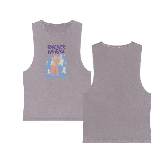Together We Rise │ Childhood Cancer Awareness	 Double Sided Mineral Wash Tank Tops