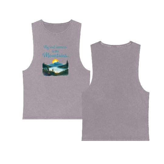 Mountains and Sunrise Inspirational quote Double Sided Mineral Wash Tank Tops