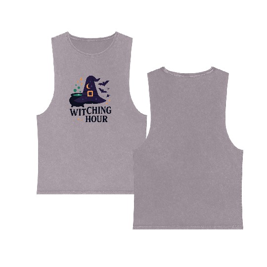 Witching Hour Night Scene Design Double Sided Mineral Wash Tank Tops