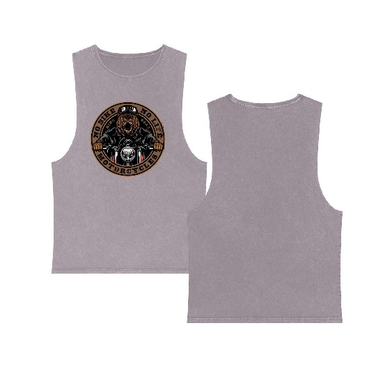 Roaring Bear Motorcycle Bike Life Double Sided Mineral Wash Tank Tops