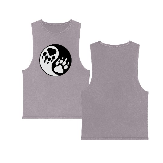 wolf paw ying yang Double Sided Mineral Wash Tank Tops