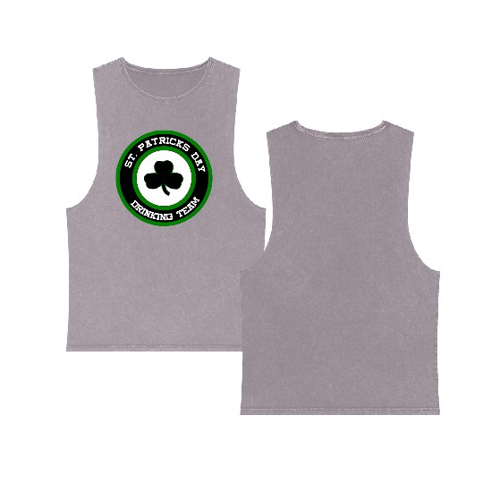 Sta Patrick's Day Drinking Team Double Sided Mineral Wash Tank Tops