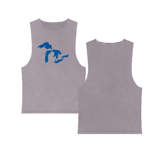 The Great Lakes Design Michigan SIlhouette Vector Double Sided Mineral Wash Tank Tops