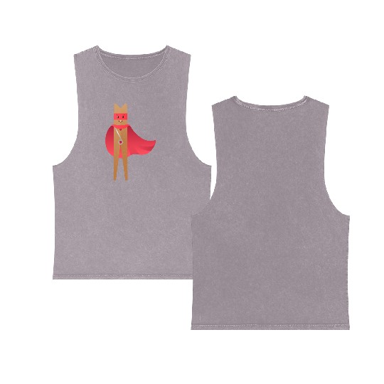 Clothes Peg Superhero Double Sided Mineral Wash Tank Tops
