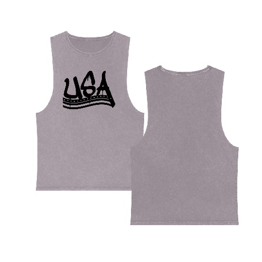 graffiti text banner usa united states america 3 c Double Sided Mineral Wash Tank Tops