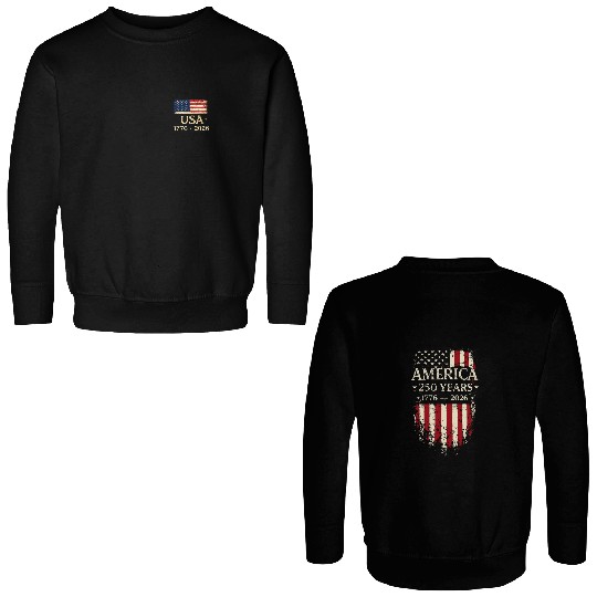 America 250 Years Mens Double Sided Sweatshirts 1776-2026 USA Flag Vintage 4th of July Double Sided Sweatshirts