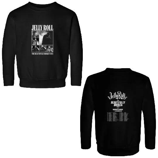 Jelly Roll 2024 Tour Double Sided Sweatshirts, Jelly Roll American Rock Singer Double Sided Sweatshirts, The Beautifully Broken Tour 2024 Double Sided Sweatshirts