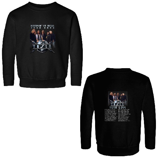 tesla band keepin it real u s tour 2024 tesla 2024 concert Double Sided Sweatshirts