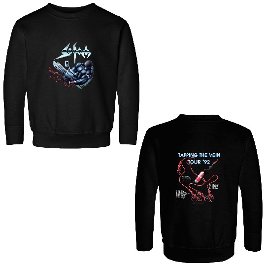 Sodom 1992 Tapping The Vein EuropeanTour Double Sided Sweatshirts Double Sided