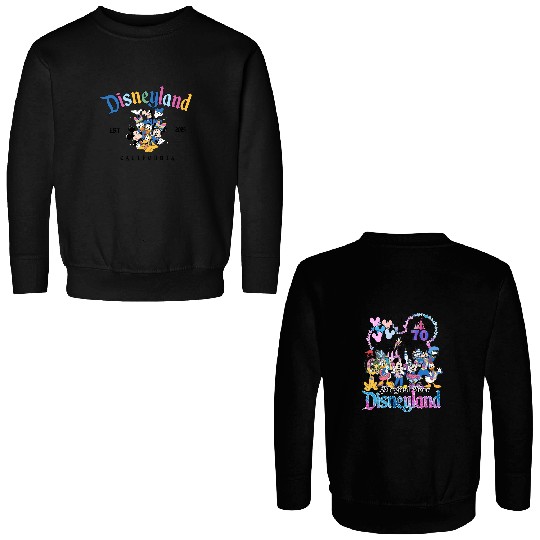 2 sided Disneyland 70th anniversary Double Sided Sweatshirts, Mickey & friends Disneyland castle Platinum Celebration 1955-2025 Double Sided Sweatshirts, WDW Matching Family Double Sided Sweatshirts