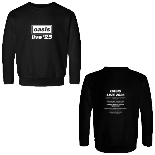 2025 O-Oasis Live '25 Tour Double Sided Sweatshirts Black Double-Sided