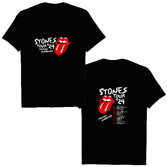 Rolling-Stones World Tour 2024 Double Sided T Shirts Harajuku  Pullover Tops Man Woman Double Sided T Shirts Fans Gift