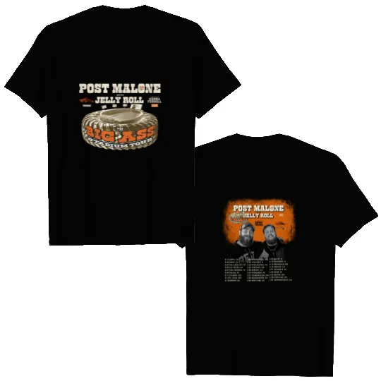 Post Malone Jelly Roll Big Ass Stadium Tour 2025 sand 2 side shirt KV30096