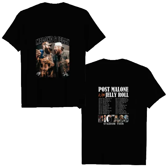 Post Malone Jelly Roll 2025 Tour Double-Sided T-Shirt
