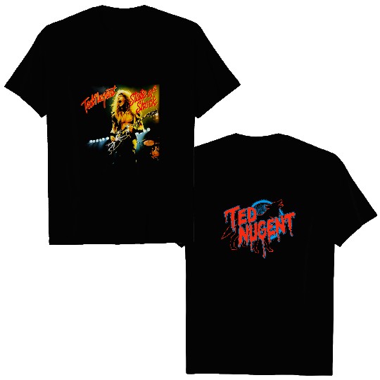 Ted Nugent State Of Shock 90s Black Rare Vintage Double Sided T-Shirt S-5XL P986
