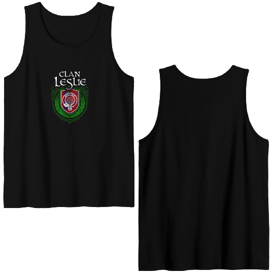 Leslie Surname Scottish Clan Tartan Crest Badge Double Sided Tank Tops