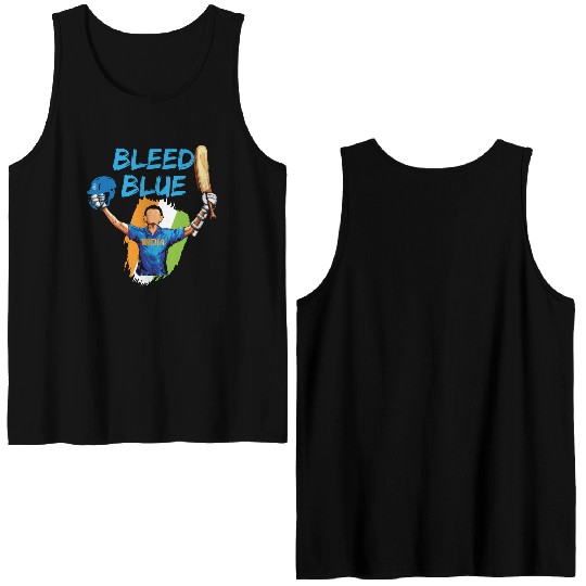 Indian Cricket Team Supporters Bleed in Blue Double Sided Tank Tops