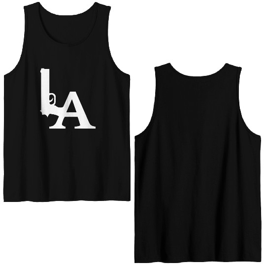 LA Dodgers Gun Los Angeles Hollywood California Double Sided Tank Tops
