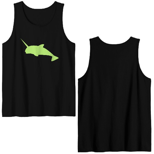 Sharp narwhal in green uniwhale Double Sided Tank Tops
