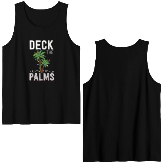 Deck The Palms Tropical Hawaii Christmas Palm Double Sided Tank Tops