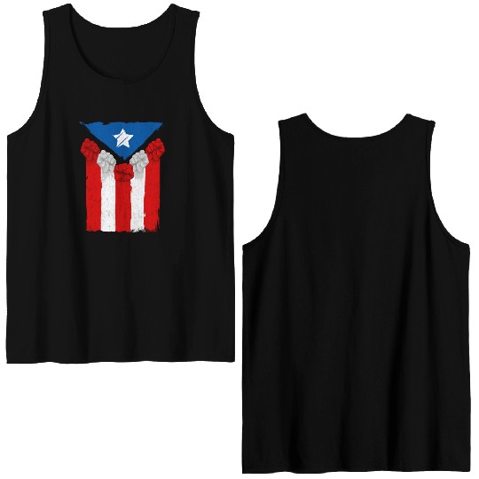 Raised Fists For Puerto Rico - Boricua Flag Double Sided Tank Tops