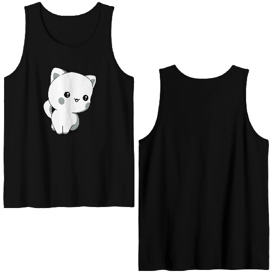 kitten chibi kawaii Double Sided Tank Tops