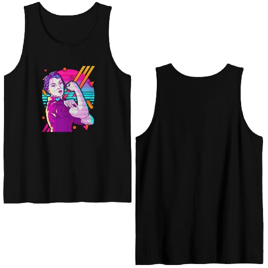 Rosie The Riveter Vaporwave Double Sided Tank Tops