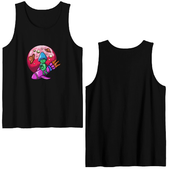 mushroom alien Double Sided Tank Tops