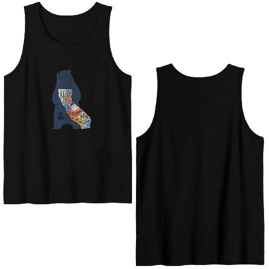 Vintage California Bear EST 1850 Double Sided Tank Tops