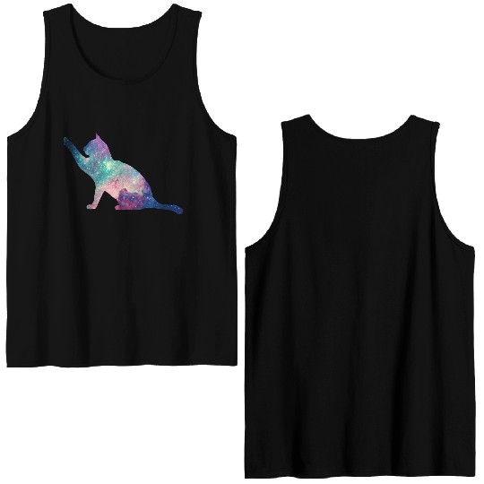 galaxy cat for cats lovers Double Sided Tank Tops