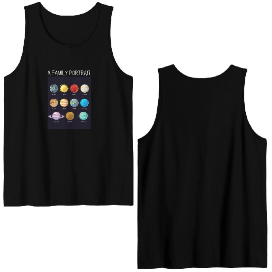 Outer Space Nerd Solar System Planets Sun Moon Double Sided Tank Tops
