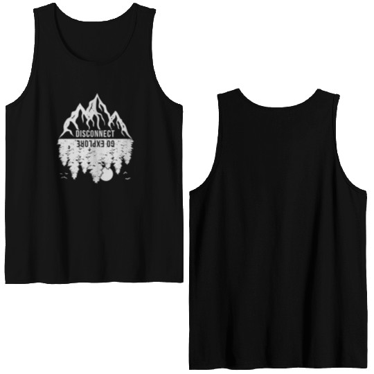 Go Explore Disconnect Great Outdoors Adventure Cam Double Sided Tank Tops