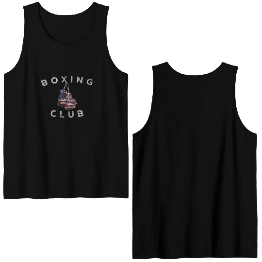 Boxing Club Vintage US Flag Boxing Gloves Double Sided Tank Tops