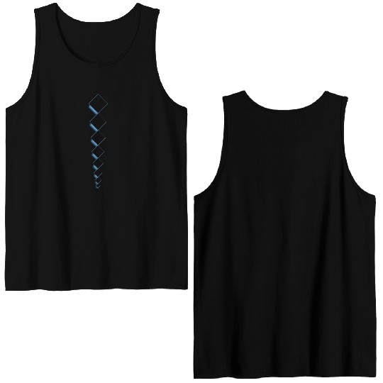 Squares design with drop shadow-light blue Double Sided Tank Tops