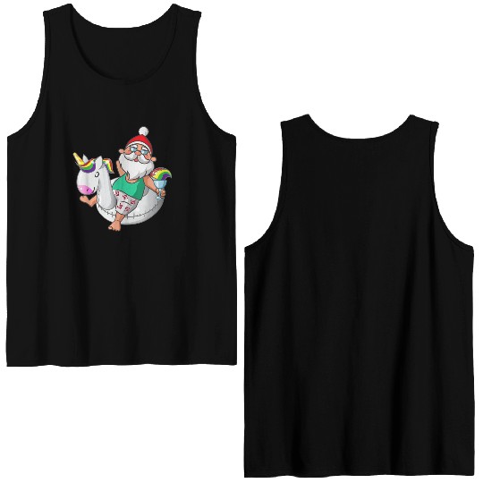Christmas in July Santa Hawaiian Unicorn Swim Double Sided Tank Tops