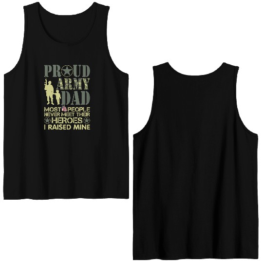 Proud Army National Guard Dad American Flag Double Sided Tank Tops