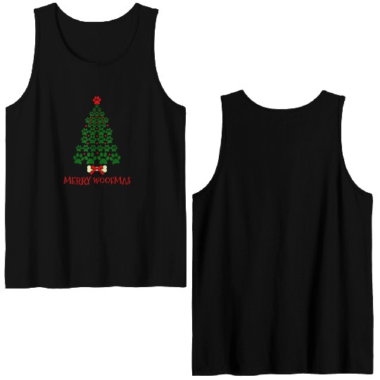 Super Cute Dog Paws Print Christmas Double Sided Tank Tops