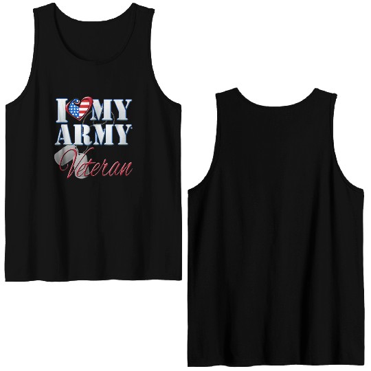 I Love My Army Veteran Patriotic Men Women Double Sided Tank Tops