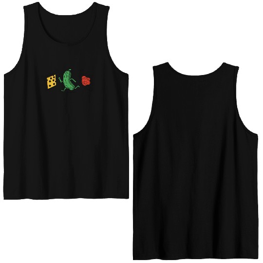 Baseball Pickle Runner Tomato Cheese Sandwich Joke Double Sided Tank Tops