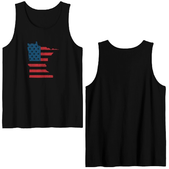 Minnesota Vintage American Flag USA Patriotic Double Sided Tank Tops