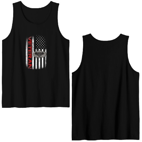 Vintage Flag US Paratrooper Airborne Division Army Double Sided Tank Tops