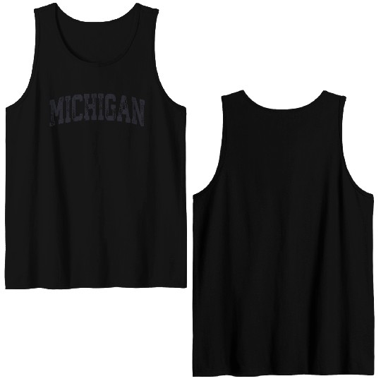 Vintage Michigan Crewneck College Style Sports Us Double Sided Tank Tops