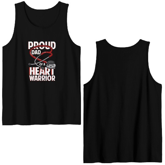 Proud Dad Of A Heart Warrior Coronary Disease CHD Double Sided Tank Tops