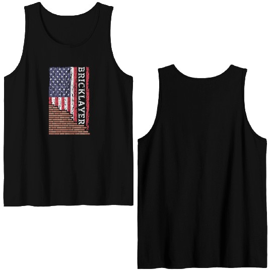 Brick Mason Bricklayer Masonry Dad Us Flag Constru Double Sided Tank Tops