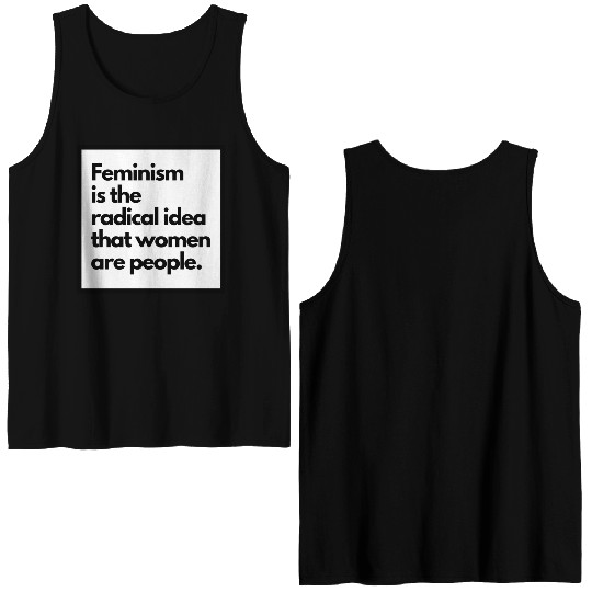 Feminism solid back sticker Double Sided Tank Tops
