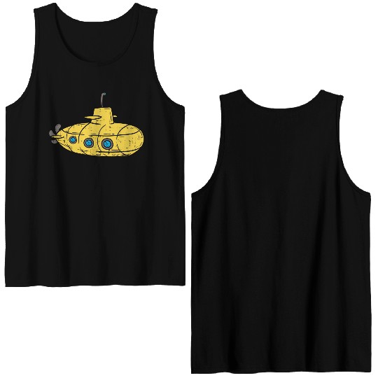 Us Navy Yellow Cartoon Submarine Cute Submariner B Double Sided Tank Tops